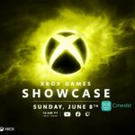 Custom Cinesist featured image for the Xbox Games Showcase 2025, showing a glowing yellow Xbox logo, event title, and the Cinesist mask logo, symbolizing caution.