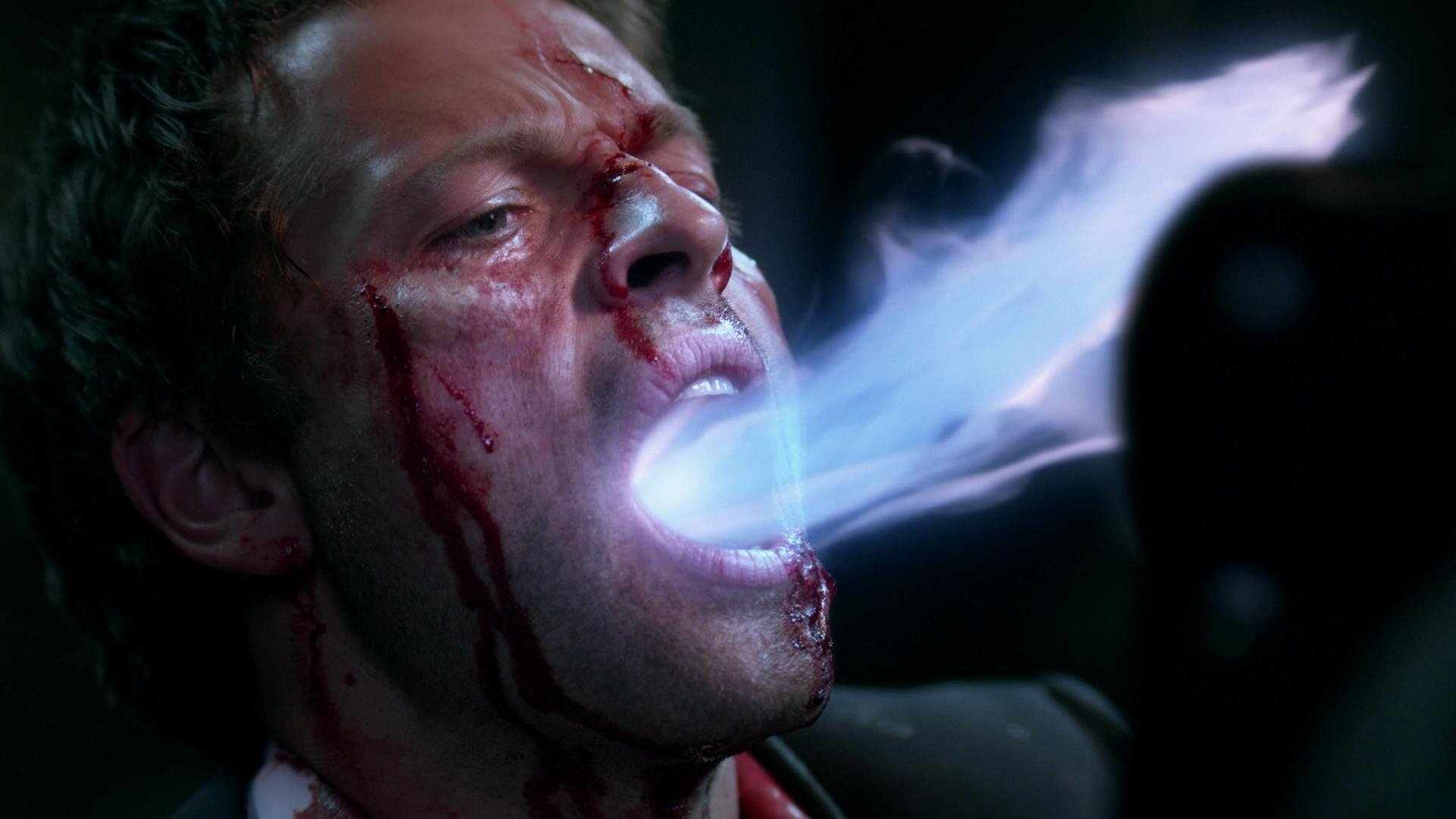 Official poster for the TV series Supernatural – S9E9: “Holy Terror”.