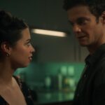 Nate(Jack Quaid) and Sherry(Amber Midthunder) Sharing an intimate moment, in a blurred setting. A a still image from the Movie Novocaine.