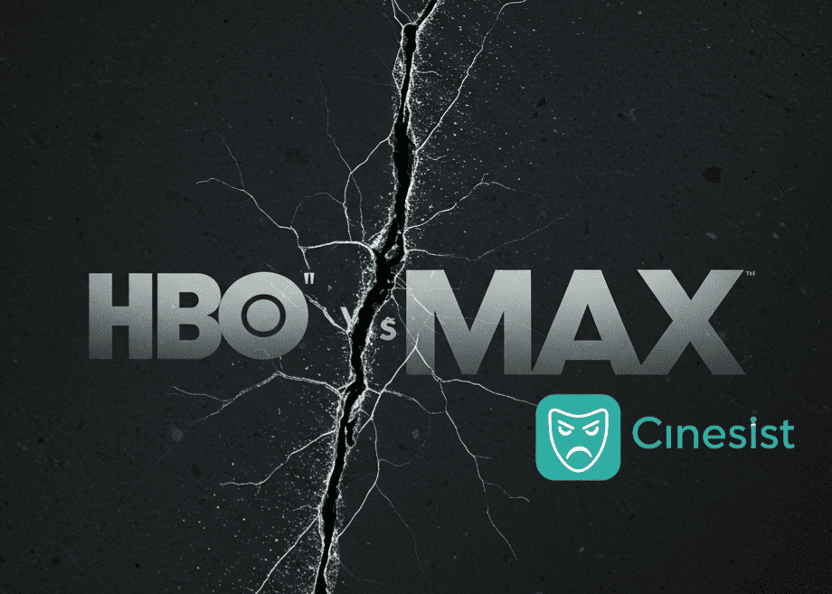 A graphic showing the word "HBO" on the left and "Max" on the right, with a prominent, jagged crack running down the center, visually splitting the two words. The background is dark and indistinct.