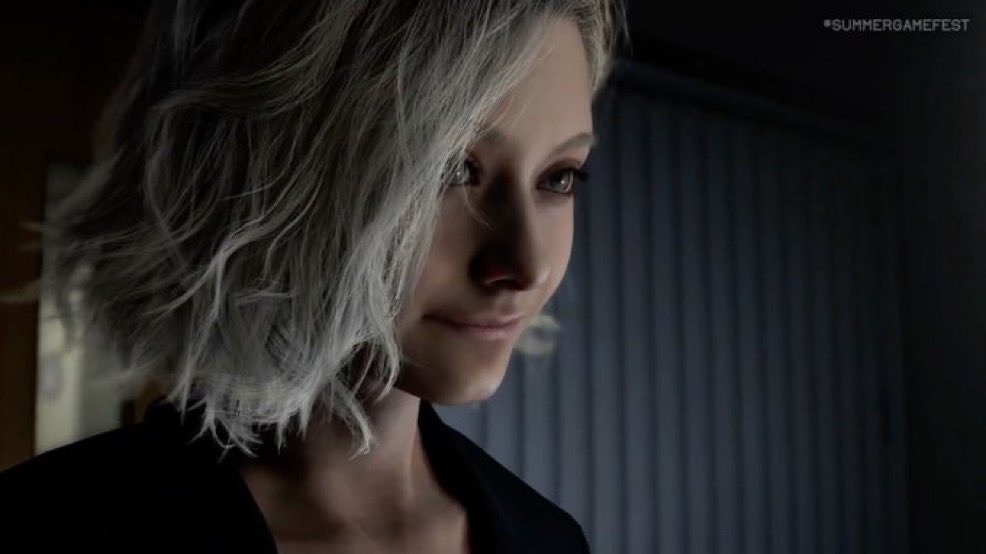 Close-up render of Grace Ashcroft, the main character from Resident Evil: Requiem, showing her with short, light hair and a serious expression, with '#SUMMERGAMEFEST' visible in the top right corner.