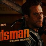 Kevin Bacon, as The Bondsman, holds a large chainsaw over his shoulder with a determined expression, looking directly at the viewer. The title "The Bondsman" and tagline "HE'S GONNA CATCH HELL" are visible on the movie poster.