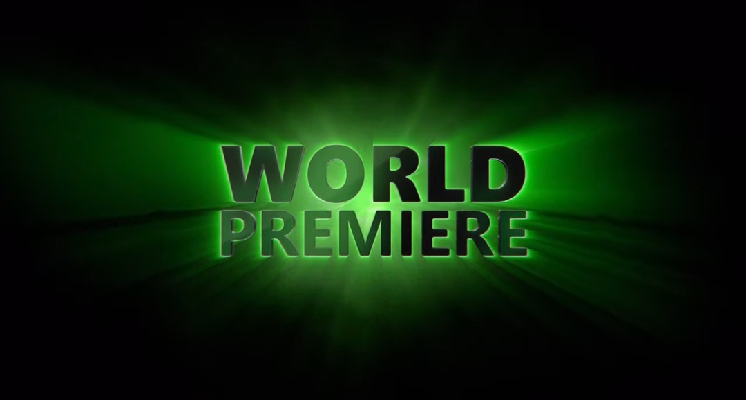A green glowing "WORLD PREMIERE" title card from the Xbox Games Showcase 2025.