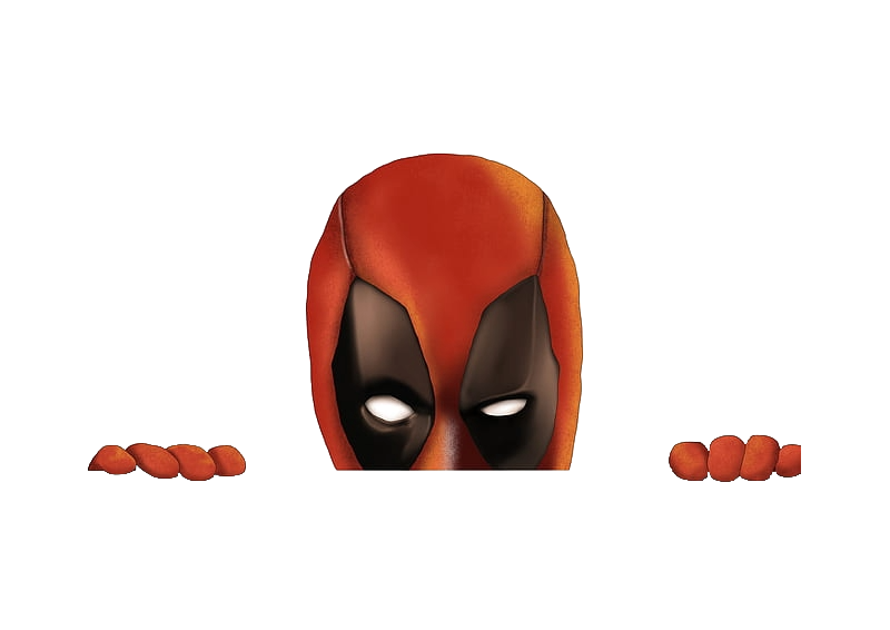 Deadpool looking directly at the Cine-freaks with a knowing, mischievous expression, as if judging their comment.