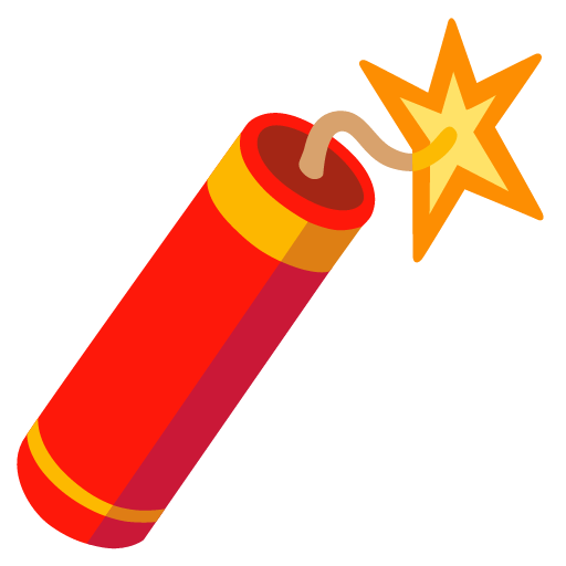 Cartoon stick of Dynamite. Red and Yell ow with a lit fuse.