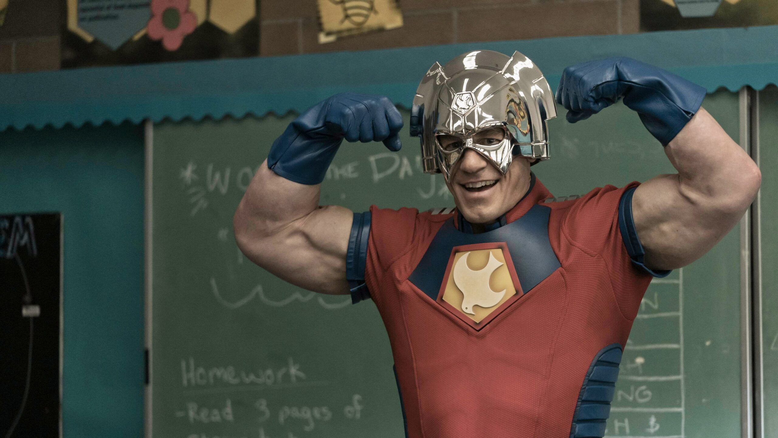 Production still from Peacemaker – S1E6: “Murn After Reading”.