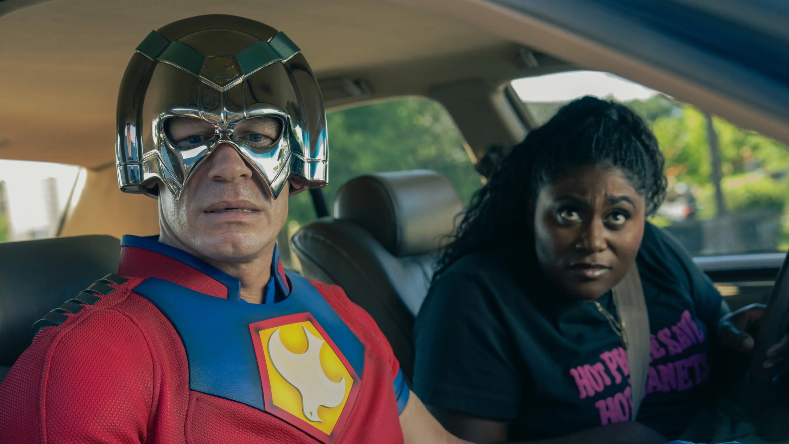 Production still from Peacemaker – S2E1: “The Ties That Grind”.